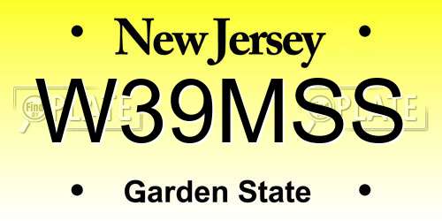 W39MSS New Jersey License Plate