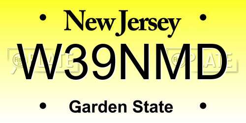W39NMD New Jersey License Plate