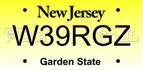 W39RGZ New Jersey License Plate