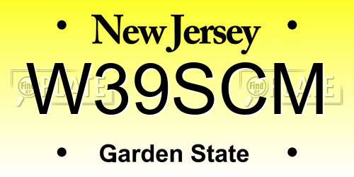 W39SCM New Jersey License Plate