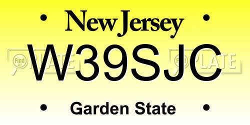 W39SJC New Jersey License Plate