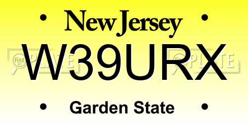 W39URX New Jersey License Plate