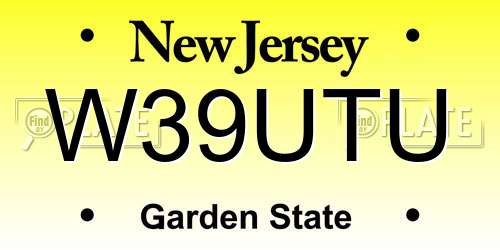 W39UTU New Jersey License Plate