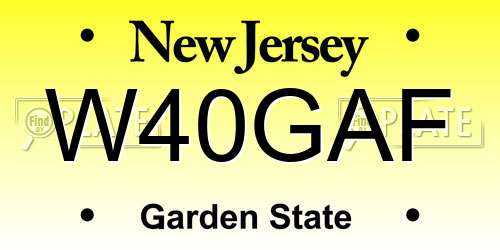 W40GAF New Jersey License Plate
