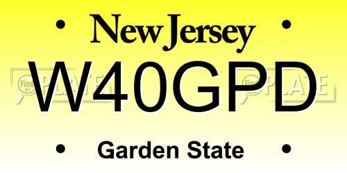 W40GPD New Jersey License Plate