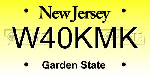 W40KMK New Jersey License Plate