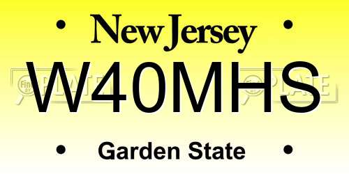 W40MHS New Jersey License Plate