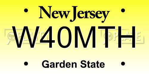 W40MTH New Jersey License Plate