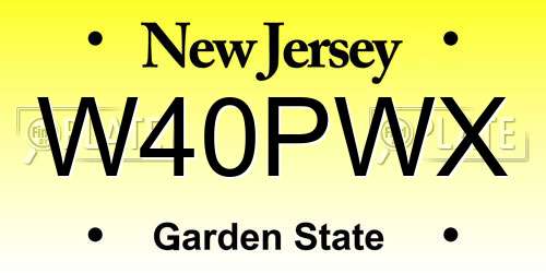 W40PWX New Jersey License Plate