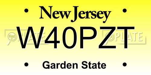 W40PZT New Jersey License Plate