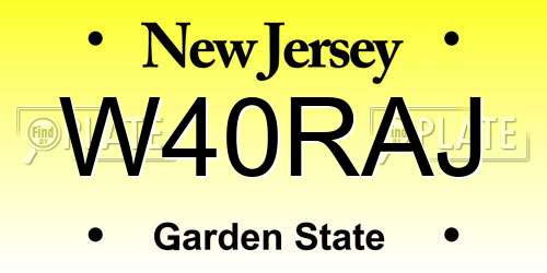 W40RAJ New Jersey License Plate
