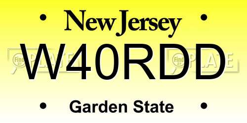 W40RDD New Jersey License Plate