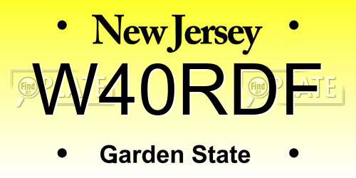 W40RDF New Jersey License Plate
