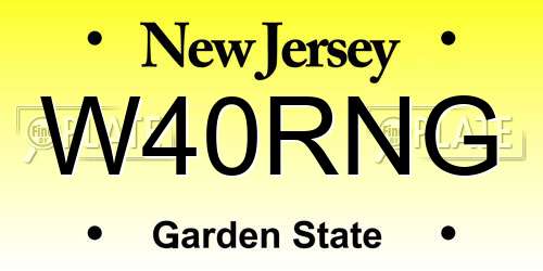 W40RNG New Jersey License Plate