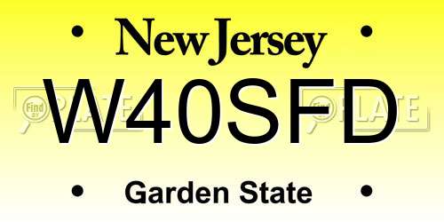 W40SFD New Jersey License Plate