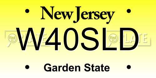 W40SLD New Jersey License Plate