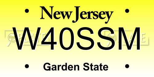 W40SSM New Jersey License Plate