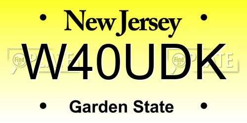 W40UDK New Jersey License Plate