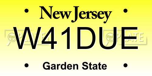 W41DUE New Jersey License Plate