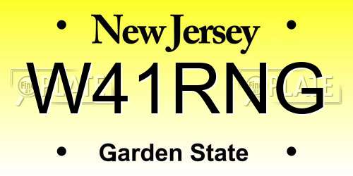 W41RNG New Jersey License Plate