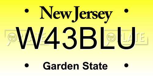 W43BLU New Jersey License Plate