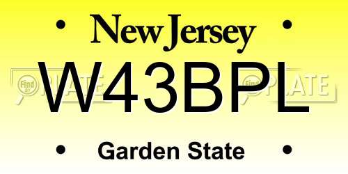 W43BPL New Jersey License Plate