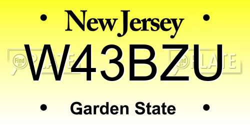 W43BZU New Jersey License Plate