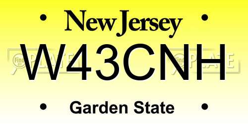 W43CNH New Jersey License Plate