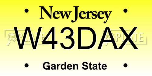 W43DAX New Jersey License Plate