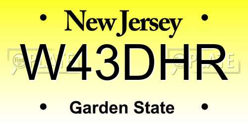 W43DHR New Jersey License Plate