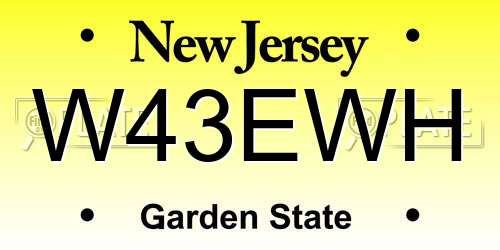 W43EWH New Jersey License Plate