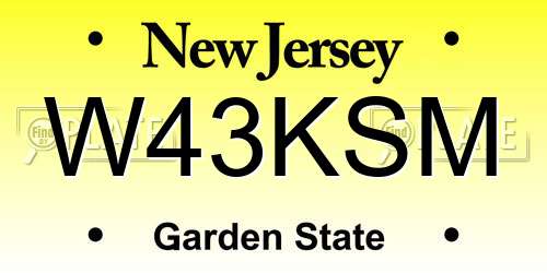 W43KSM New Jersey License Plate