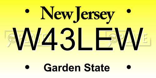 W43LEW New Jersey License Plate
