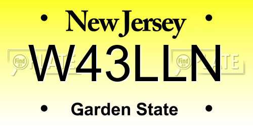 W43LLN New Jersey License Plate
