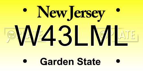 W43LML New Jersey License Plate