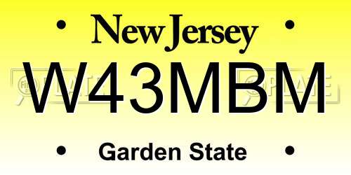 W43MBM New Jersey License Plate