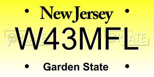 W43MFL New Jersey License Plate