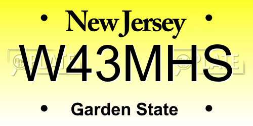 W43MHS New Jersey License Plate