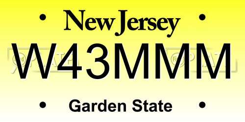 W43MMM New Jersey License Plate