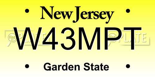 W43MPT New Jersey License Plate