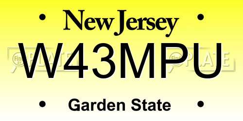 W43MPU New Jersey License Plate