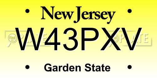 W43PXV New Jersey License Plate