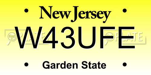 W43UFE New Jersey License Plate
