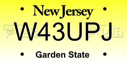W43UPJ New Jersey License Plate