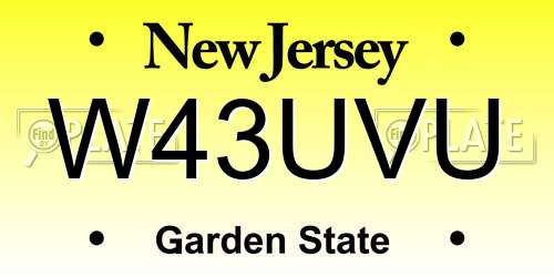 W43UVU New Jersey License Plate