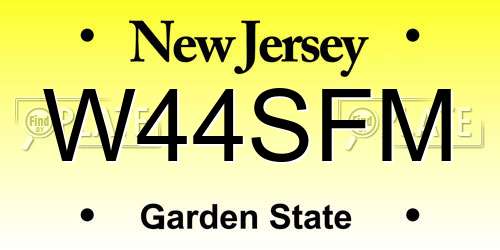 W44SFM New Jersey License Plate
