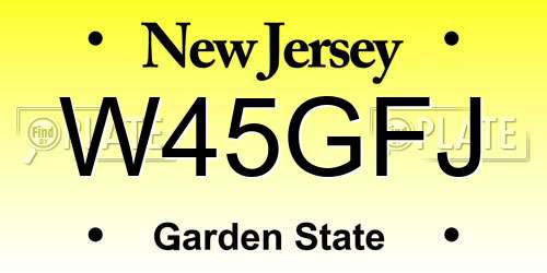 W45GFJ New Jersey License Plate