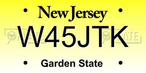 W45JTK New Jersey License Plate