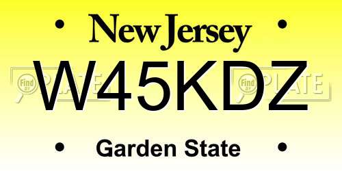 W45KDZ New Jersey License Plate