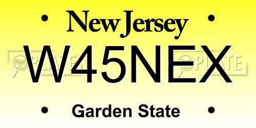 W45NEX New Jersey License Plate